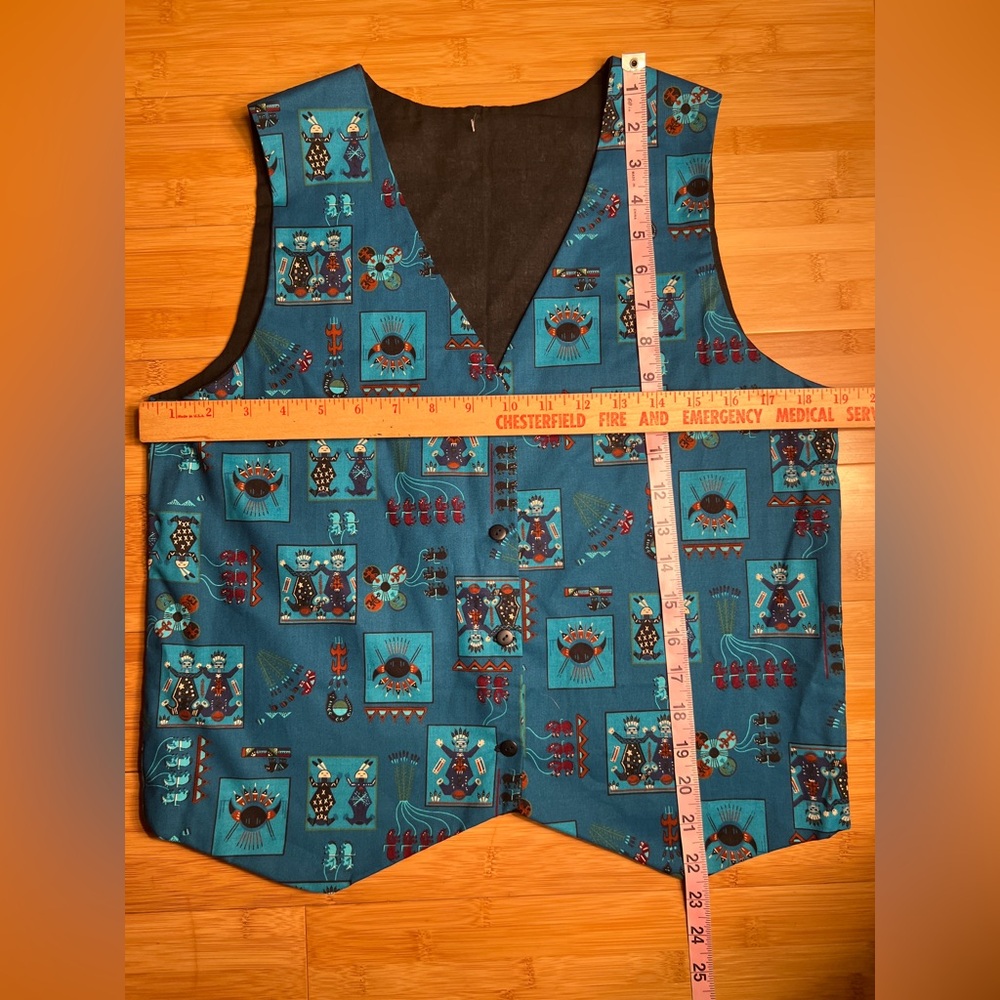 Handmade Sleeveless V-Neck Native American Indian Print Button Up Vest|Size:S/M - Picture 12 of 16